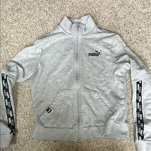 Puma Light Gray Power Tape Zip Sweatshirt Womens S